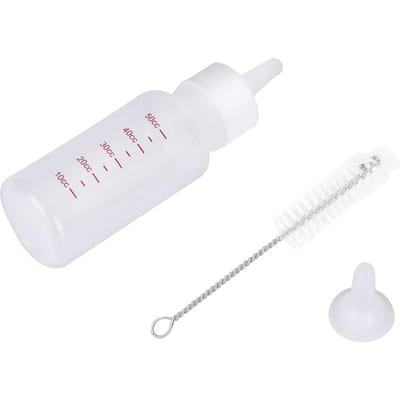 50ml Pasgeboren Huisdier Kleine Hond Puppy Kat Kittens Melk Voeding Fles Melk Voeder Met Borstel white