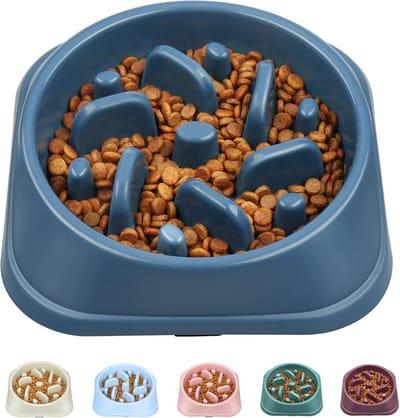 Daity Slow Feeder Puzzel Voerbak voor Kleine Honden - Antislip - Anti-opgeblazen - Anti-verstikking - Donkerblauw