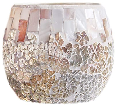JHUBERS- Kaarsenhouder Mozaïekglas - Theelichthouder - Vaas voor Potplanten - Feestdecoratie - Handgemaakt - Uniek Design