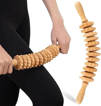 Allecta - Fasciarol hout met handvat voor spierontspanning, anti-cellulitis massage, gua sha massage
