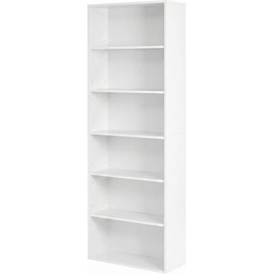 Ochama Open 6-laags boekenkast in Wolkenwit – 24 x 60 x 178,5 cm, hoog rek voor woonkamer, thuiskantoor of eetkamer – veelzijdige opbergruimte voor