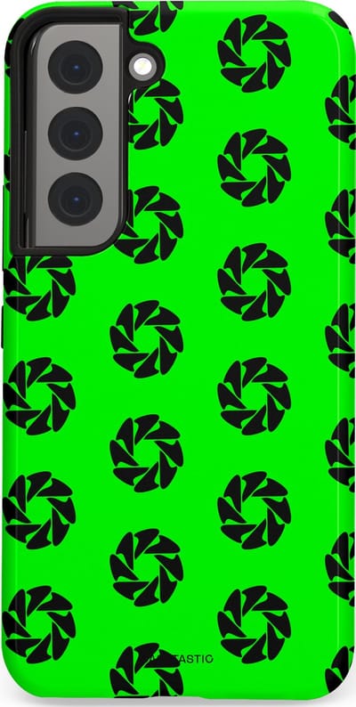 Casetastic hoesje geschikt voor Samsung Galaxy S22 - Dubbellaagse bescherming - Neon Groene Cirkels - Fashion Case - Groen Zwart