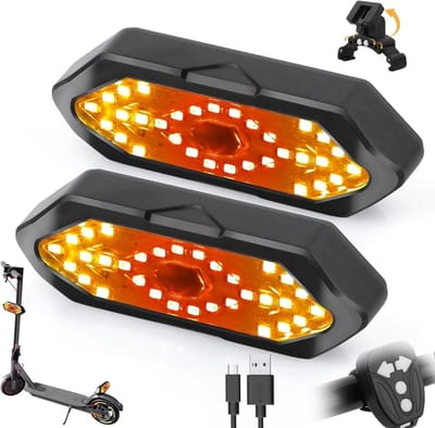 GELLDG 2 stuks fietsknipperlichten - Scooterknipperlichten - Met USB-afstandsbediening en basisstation - Geschikt voor spatborden van 5-8 cm - Geschikt voor Xiaomi-scooters en Ninebot-scooters