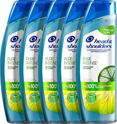 Head & Shoulders Pure Intense Oil Control - Anti-roos - Shampoo - Met Citrus - 5 x 250ml
