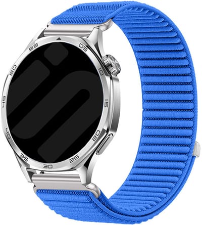 Strap-it Wave nylon bandje 20mm - Geschikt voor Samsung Galaxy Watch 7 / 6 / 5 / 4 (Pro / Classic) / 3 - 41mm / 42mm / Active 40 & 44mm / FE - Polar Ignite / Unite - Withings ScanWatch 2 - 42mm / Nova / Steel HR 40mm (royaal blauw)