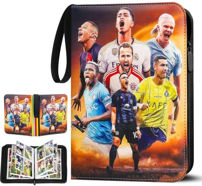 Dailygoods- Voetbalkaartenalbum 4 Vakken - Verzamelmap voor 400 Kaarten - Kaartenmap met Rits - Waterdicht - Schokbestendig - Ideaal Cadeau voor Kinderen