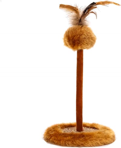 Nobleza Kattenspeelgoed - Interactief Krabspeelgoed met Piepende Speelmuis - Springveer met Veren - Sisal Krabplank - Voor Katten en Kittens - 32 cm - Bruin