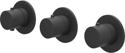 IVY Bond Afbouwdeel Inbouwthermostaat met 2 Stopkranen Symmetry met Ronde Rozetten - Mat Zwart