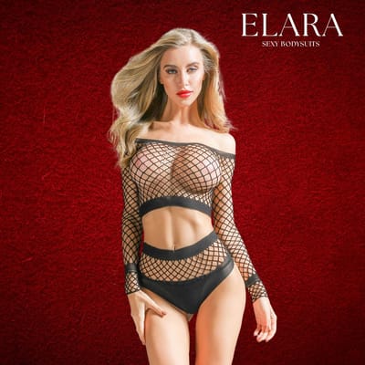 Elara – Lorissa – 2-Delige Lingerie Set in Bodystocking Stijl – Sexy Top & Slip – Elastische Erotische Dames Lingerie – One Size