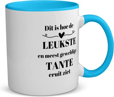 Akyol - dit is hoe de leukste en meest geweldigste tante eruit ziet koffiemok - theemok - blauw - Tante - meest leukste tante - verjaardag - cadeautje voor tante - tante artikelen - kado - geschenk - 350 ML inhoud