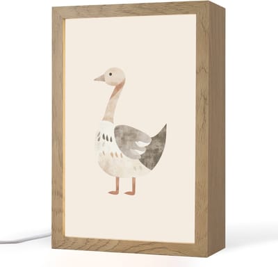 Nachtlampje 20x30 cm - Kinder lampje - Gans - Dier - Pastel kleuren - Tafellamp kinderkamer - Slaapkamer lamp - Bedlamp kinderen - Kinderlampje stopcontact - Wandlamp babykamer - Nachtlampjes