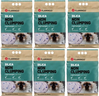 Flamingo - Premium Silica Kattenbakvulling - kittenbakvulling - Geschikt voor kittens - 6x 5L + gratis 1x catnip!