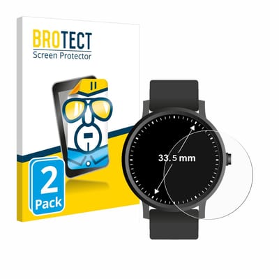BROTECT - Screenprotector voor Horloges (Rond, ø: 33.5 mm) - Folie Beschermfolie transparant 2 Stuks