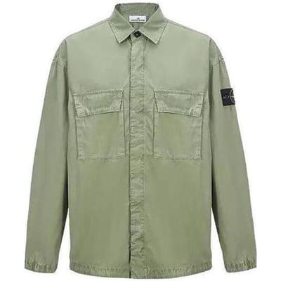 Stone Island Ss23 Veste à Double Poche Simple Boutonnage Col Aiguisé Homme Veste Vert Sauge 7815115WN-V0155 XL gray