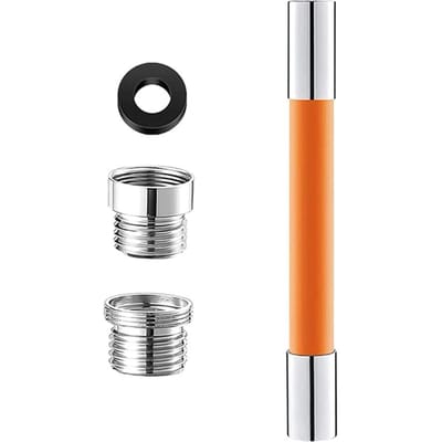 Tube d'extension universel avec connecteur 360 degrés Extension de robinet à flexion libre pour robinet d'évier de salle de bain orange