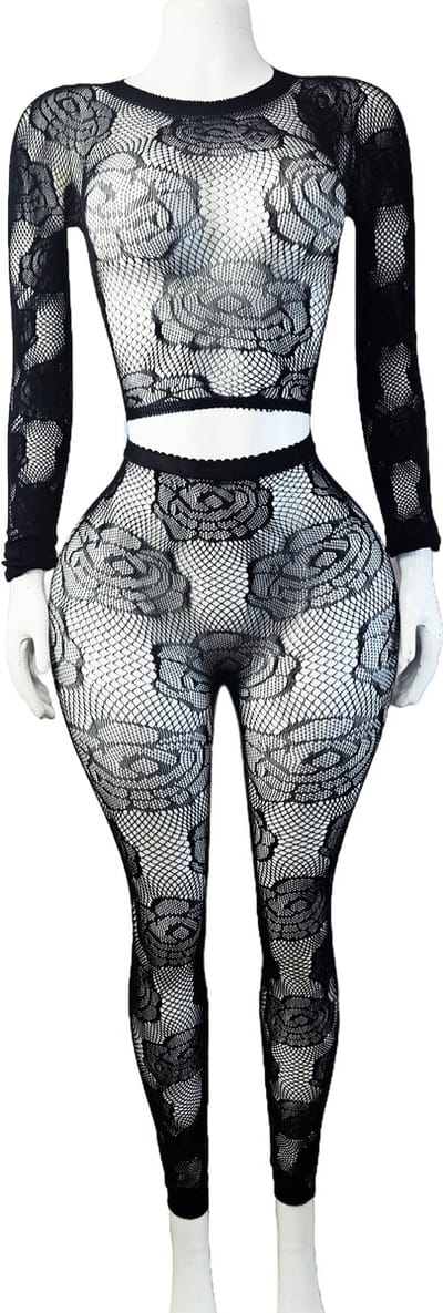 BamBella ® - Panty pak -Onesize - body suite set - Dames - Onesize - Erotische jumpsuit van kant erotische lingerie zwart