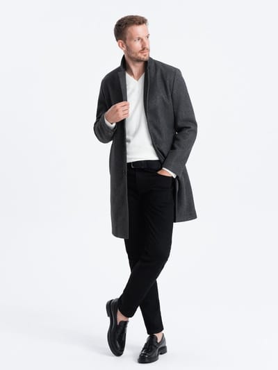 OMBRE Jas - Lange Mouw - Knopen - Gemeleerd Donkergrijs gemêleerd XL
