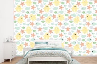 Behang - Fotobehang Zeedieren - Baby - Schelpen - Breedte 360 cm x hoogte 240 cm