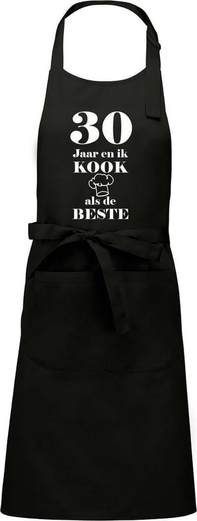 Mijncadeautje - Luxe schort - 30 jaar - en ik kook als de beste - zwart