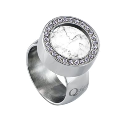 Quiges RVS Schroefsysteem Zirkonia Ring Zilverkleurig 16mm met Verwisselbare 12mm Mini Munt - SLSRS48616