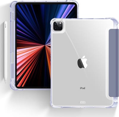 Mobiq Tablet Hoes - geschikt voor iPad Pro 11 inch (2022/2021/2020) Generatie 2/3/4 - Clear Back Trifold Bookcase Hoesje