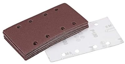 Dailygoods - Dailygoody - Schuurpapier - 100 korrel - Slijtvast en efficiënt - Bruin - 8 gaten - Ideaal voor 1/3 schuurmachine - 15 stuks