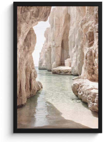 Poster in lijst - Fotolijst 40x60 cm - Posters - Rotsen - Zee - Zand - Kloof - Posterlijst zwart - Decoratie - Wanddecoratie woonkamer - Muurdecoratie slaapkamer