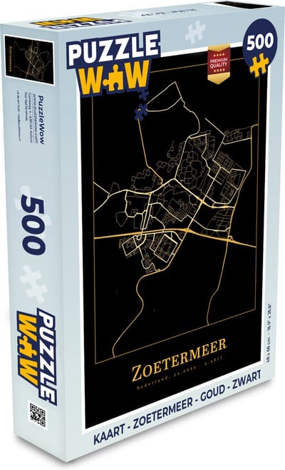 Puzzel Kaart - Zoetermeer - Goud - Zwart - Legpuzzel - Puzzel 500 stukjes