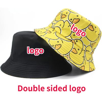 Chapeaux Bob Réversibles Homme Femme Été Coton Casquettes de Pêcheur Extérieur Anniversaire Chapeau Panama Chapeau Logo Personnalisé yellow