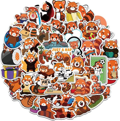Panda stickers - Leuke decoraties - Spullen personaliseren - 50 stuks vinyl - Rood