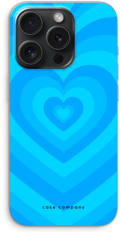 Case Company® - Hoesje geschikt voor iPhone 15 Pro hoesje - Hart Blauw - Soft Cover Telefoonhoesje - Bescherming aan alle Kanten en Schermrand