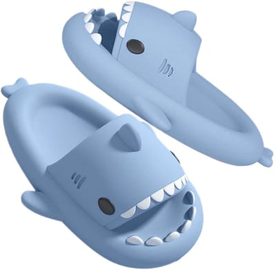 Geweo Slippers Dames - Slippers Heren - Badslippers - Shark Slides - Haai Slippers - Antislip Platform - Blauw - Maat 37/38