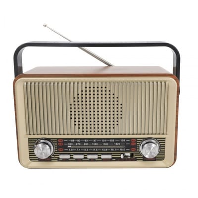 Vintage Draagbare Radio - Retro AM/FM/SW Radio met Bluetooth - 1800 mAh Oplaadbare Batterij - Draagbare Werksite en Camping Radio met USB, TF en AUX - Grote Knoppen voor Senioren - Goud