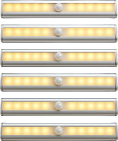 Draadloze Sensor Lamp - Draadloze Trapverlichting - LED kastverlichting - Draadloze nachtlampjes - Warm wit(6 STUKS)
