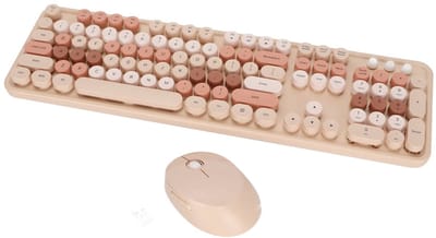 Dailygoods - Draadloos Toetsenbord en Muiscombinatie - Retro Typemachinestijl - Draagbaar en Stil - Zoete Melk Thee Kleur - Geschikt voor T...