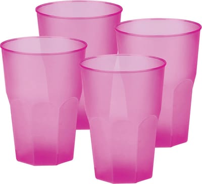 Santex drinkglazen frosted - fuchsia roze - 24x - 300 ml - onbreekbaar kunststof - Cocktailglazen