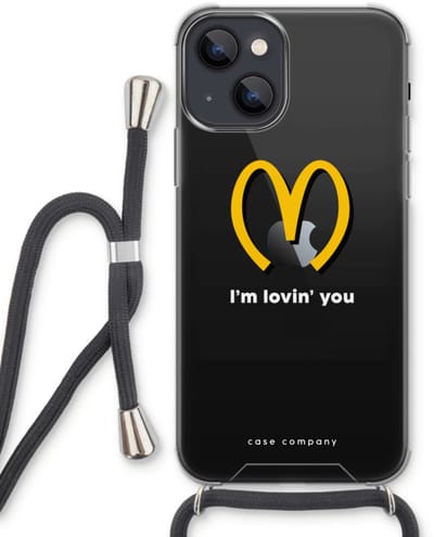 Case Company® - Hoesje met koord geschikt voor iPhone 13 hoesje met Koord - I'm lovin' you - Telefoonhoesje met Zwart Koord - Bescherming aan alle Kanten en Over de Schermrand