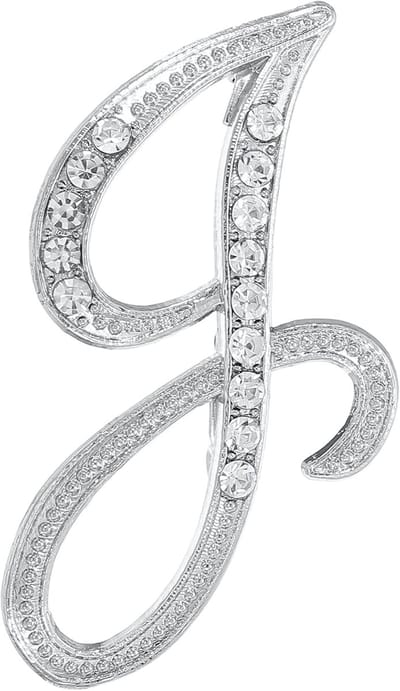 Broches A-Z 26 letters metaal initialen strass broches kristal alfabet borstspeld voor vrouwen mannen pak mantel decoratief cadeau (letter J zilver)