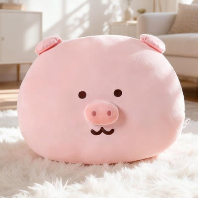 Roze Varken Zacht Pluche Kussen Huisbank Bed Kussen Lendensteun Gevuld Pluche Dier Schattig Varkenshoofd Knuffelkussens Voor Cadeaus 35cm roze