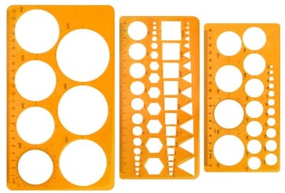 Set van 3 ronde sjablonen voor schilderen en tekenen - Transparante kunststof stencils voor geometrisch ontwerp