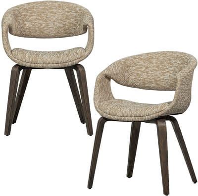 WOOOD Yossi Eetkamerstoelen Met Houten Bruinen Poot - Zand - Set van 2