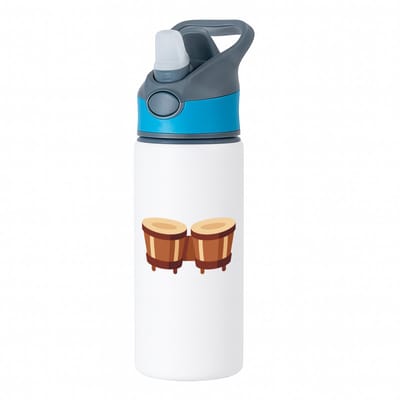 Hacebo® - Drumset waterfles met rietje blauw - Drum - Dieren liefhebbers - trommel - muziek - muzikant - slaginstrument - water fles - 650ML