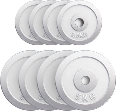 Gorilla Sports Halterschijven set 30 kg - Gietijzer - Chroom - 30 mm - 4 x 2,5 en 4 x 5 kg