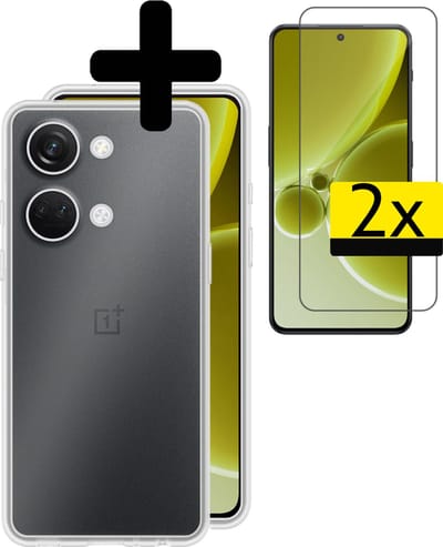 Hoesje - Met 2x Screenprotector - Geschikt voor OnePlus Nord 3 - Sterk & Shockproof - Back Cover - Siliconen Case - Telefoon Hoes - Telefoonhoesjes - Transparant