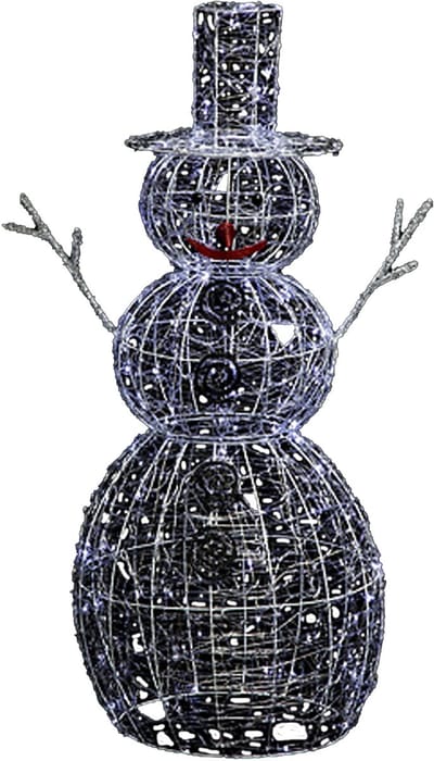 Feeric Lights & Christmas Kerstverlichting figuur - sneeuwpop - 3D - H126 cm - 200 led lampjes - 8 lichtfuncties - verlichte figuren - buiten