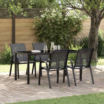vidaXL - Tuinstoelen - stapelbaar - 4 - st - textileen - stof - zwart