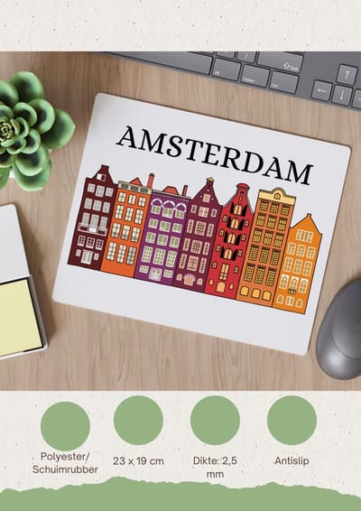 Akyol - amsterdam Muismat - Amsterdam - amsterdammers - de echte amsterdam liefhebbers - rijtjeshuizen - 23 bij 19 cm
