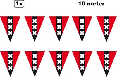 Vlaggenlijn Amsterdam - 10 meter - Vlaglijn thema feest vlag stad