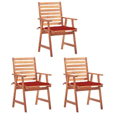 vidaXL - Tuinstoelen - 3 - st - met - kussens - massief - acaciahout