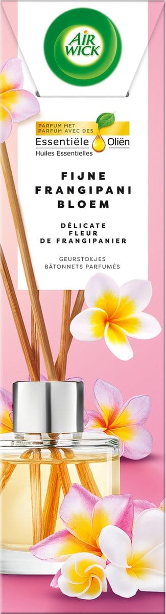 Air Wick luchtverfrisser geurstokjes met Essentiële Olieën delicate frangipani bloemen - 40ml